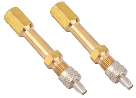 Fukaisu 2 Stück Ventilverlängerung, 50mm Schwerlast Messing Reifenadapter mit Geradem Loch Design Luftfüllverlängerung Universal für Auto LKW Motorrad Fahrrad Rasenmäher Roller