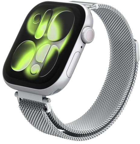 Spigen Metal Band with Magnet Strap Compatible with Apple Watch Strap 11/10 42mm, 9/8/7 41mm, 6/SE/5/4 40mm and 3/2/1 38mm - Silver