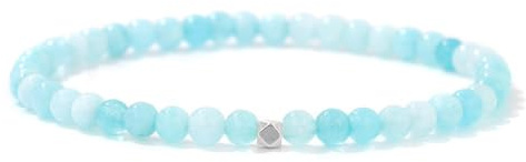GUSXPPD 4mm Stretch Armband aus Echten Naturstein Perlen, Natursteinarmband, Armband Damen Perlenarmband für Muttertag Geburtstag Valentinstag Weihnachten Geschenke (Aquamarin)
