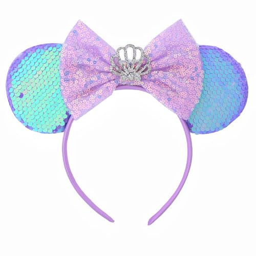 Mouse Ears Candy Headband Mouse Ears Headbands for Girls Mouse Ears Bow Headbands Shiny Bows Mouse Ears for Party Birthday Decoration