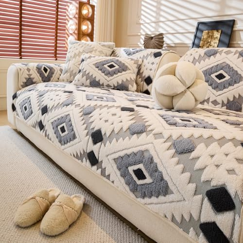 WEYOND Plüsch Sofa Überzug & Sofabezug, 90 x 160 cm, Dunkelgrau | Geeignet für Sitzbezug, Rutschfeste Sofaüberwurf & Couch Überzug für Hunde, Sofa Cover für 2 3 4-Sitzer