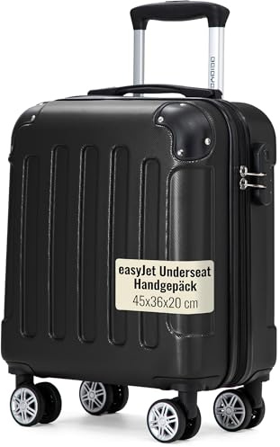 BEIBYE Handgepäck Koffer 45x36x20 cm – Untersitzkoffer für EasyJet, kleines Kabinengepäck aus ABS, Schwarz