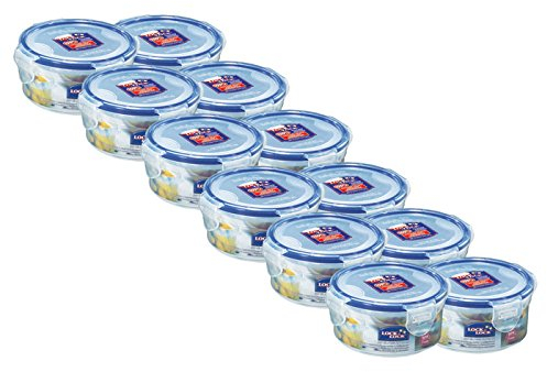 Lock&Lock Frischhaltedose Vorratsdose Gefrierdose, rund, 300 ml, HPL932-12er Set