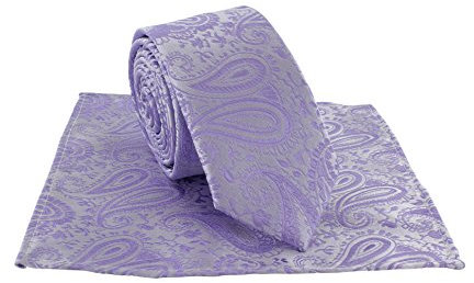 Michelsons of London Conjunto de corbata y bolsillo cuadrado de cachemira tonal para niños, Lila, Talla única