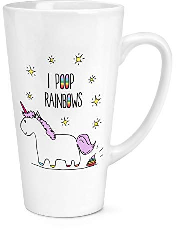Lila Unicorn I Poop Rainbows 17oz Large Latte Mug Cup