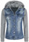 RED by EMP Damen blau-graue Jeansjacke mit abnehmbarer Kapuze M