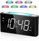 Alarm Clock Loud with 7 Colors Light, Bedside Alarm Clock Mains Powered for Kids, Heavy Sleepers, with 7'' LED Display, Snooze, 2 USB Charge Ports, Adjustable Volume & Brightness, Battery Backup