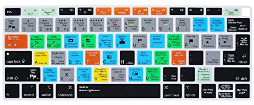 MMDW Shortcuts Hotkey-Tastatur-Abdeckung kompatibel mit MacBook Air 2018, 33,8 cm (13,3 Zoll) A1932 mit Retina-Display und Touch-ID, Silikon, weiche Schutzfolie, USA/EU Version Adobe Lightroom