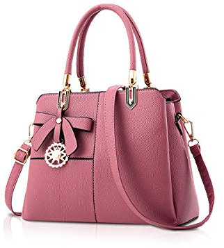 NICOLE&DORIS Damen Handtasche Schultertasche Frau Top Griff Taschen Umhängetasche Retro Weiblich Designer Große Tasche Rosa