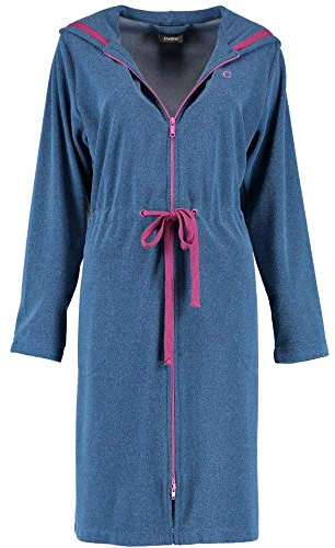 Cawö Home Bademäntel Damen Kurzmantel mit Kapuze Active 821 blau-melange-beere - 18 M