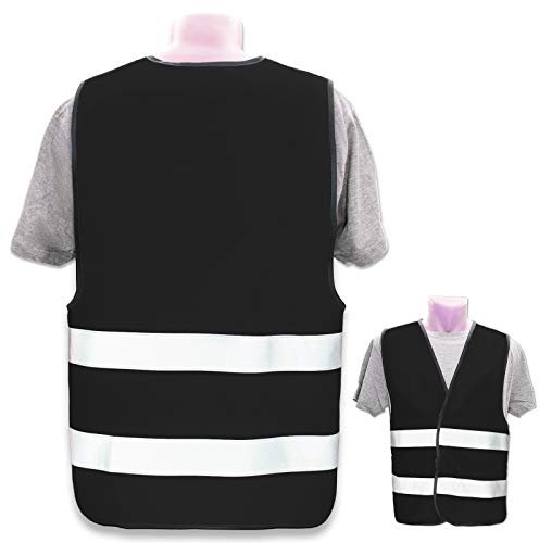 Warnweste selbst gestalten mit eigenem Aufdruck * Bedruckt mit Name Text Bild Logo Firma, Farbe & Größe:Schwarz/Größe M, Position & Druckart:Ohne Druck (nur Weste)