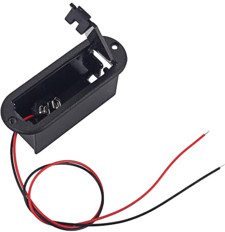 9v Guitar Bass Battery Holder Case with Cable for Active Pickup Use Durable Construction Compatible with Batteries Black Color