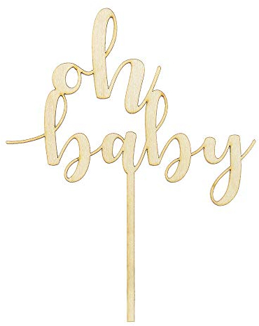 DekoHaus Cake Topper Oh Baby aus Holz 13,5x17cm Kuchendekoration Tortenfigur