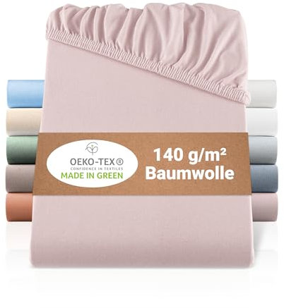 BaSaTex Bio Jersey Spannbettlaken 2er Pack 90x200 cm - Spannbetttuch aus 100% Bio Baumwolle GOTS-Zertifiziert - 90x200-100x200 cm - Farbe: Altrosa