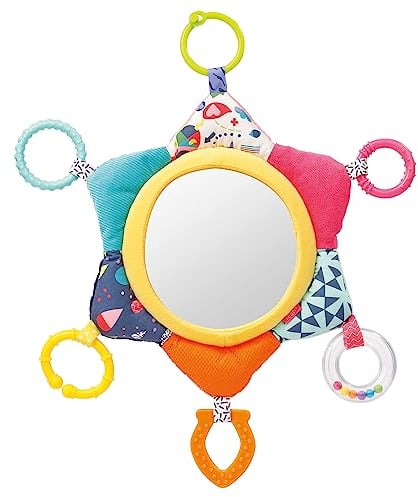 Fehn Activity Spiegel Sonne COLOR Friends – Spielzeug zum Aufhängen - Babyspielzeug zur Förderung der Ich-Entwicklung & Selbstwahrnehmung - Motorikspielzeug für Babys und Kleinkinder ab +0 Monaten