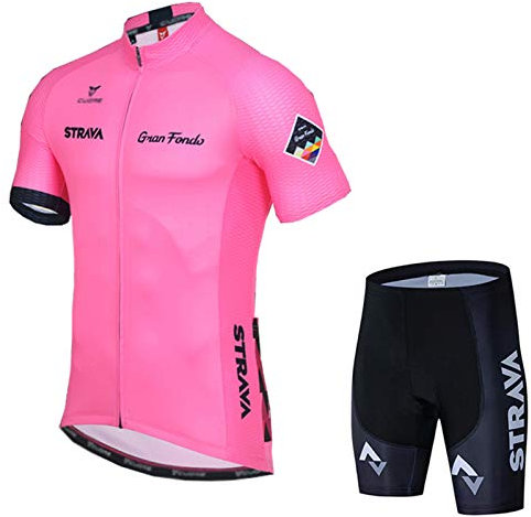 Homme Été Maillot Cyclisme Respirant Cyclisme Vêtements Ensembles Manche Courte Maillot Velo + Short De Vélo pour Vetement Velo Route (Rose,4XL)
