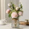 YJ Fiori finti con vaso, bouquet di rose artificiali in seta in vaso, composizioni floreali finte, decorazione per tavolo della fattoria, decorazioni per tavolo del soggiorno, decorazione per tavolino