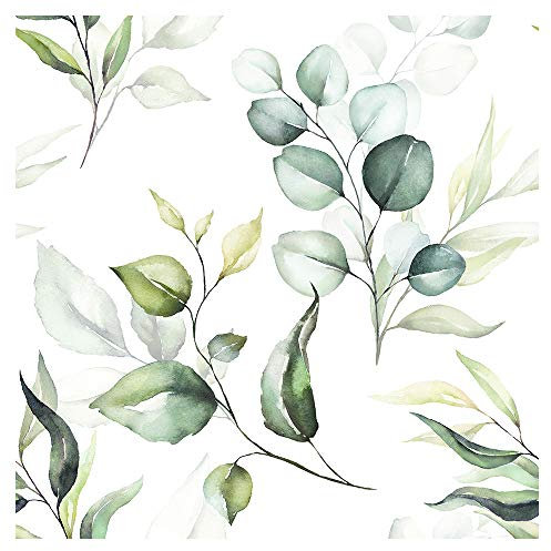 murando Papel Pintado autoadhesivo 10m Fotomurales Decoración de Pared Murales Pegatina decorativos adhesivos 3d panel moderna de Diseno Fotográfico Hojas Naturaleza Blanco Verde Ramas b-B-0571-j-a
