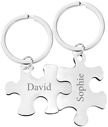 Print Maniacs Personalised Valentine's Anniversary Christmas Keyring Keychain Gift For Her Him Husband Wife Girlfriend Boyfriend Lover Set D3