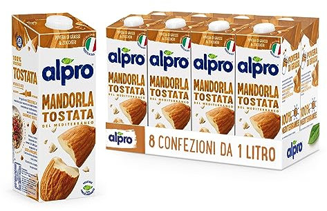 ALPRO CLASSICO, Bevanda alla MANDORLA, 100% vegetale con vitamine B2, B12 e D2, E (8 confezioni x 1 Litro)