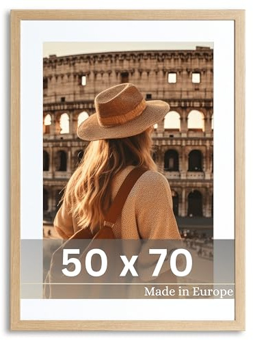VictoR Bilderrahmen Passepartout Richter beige in 50x70 cm | 40x60 (A2) Passepartout - Fotorahmen Holz - Leiste: 25x20mm - Bilderrahmen 50x70 beige
