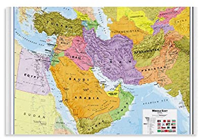 Large Middle East Wall Map Political Canvas Art Poster And Wall Art Picture Print Modern Family Bedroom Decor Posters 12x18inch(30x45cm)