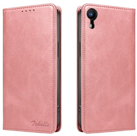 TOHULLE for iPhone XR Case, Premium PU Leather Wallet Case with Card Holder Kickstand Built-in Magnetic Closure Flip Folio Phone Cover for iPhone XR - Rose Gold