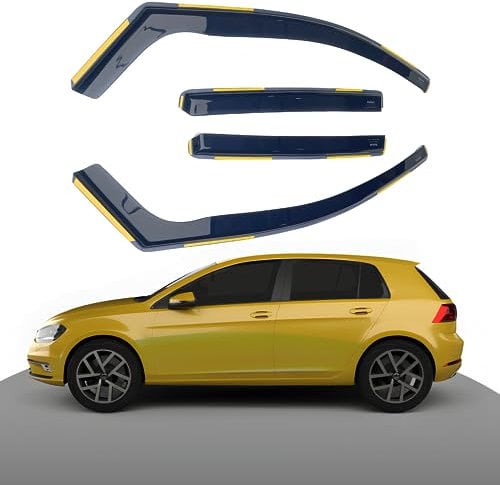 Haibak Wind Deflectors Set Compatible With VW Golf 7 Mk7 2012-2020 5 Doors Hatchback 4pc Tinted in Channel Fitment