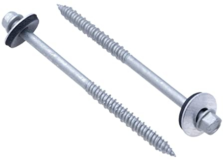 95 mm Selbstschneidende Schraube für Holz, Beton mit Unterlegscheibe Aluminium/EPDM hat SW Sechskantkopf Kohlenstoffstahl mit Keramikbeschichtung für die Befestigung von Wand-Sandwich-Paneelen 25 pcs