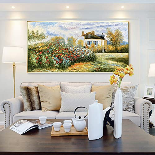 YMXCNM Peintures À La Main sur Toile,Peinture Au Couteau Texturée Stéréoscopique Extra Large Dessinée À La Main À 100%, Paysage Idyllique Abstrait Moderne, Peinture Acrylique sans Cadre, Décoration