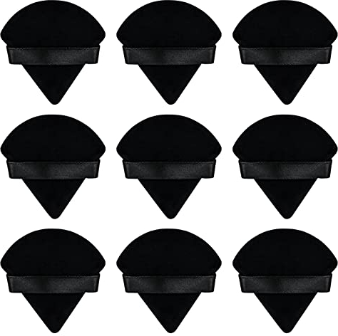 Flytianmy 9 Stück Dreieck Makeup Puderquaste, Gesicht Schwämmchen Powder Puff, Waschbar Wiederverwendbar Makeup Sponge, Nass Trocken Make up Werkzeug für Loses Puder oder Foundation Rouge (Schwarz)