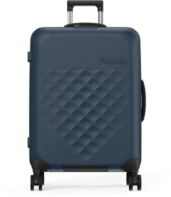 Rollink Vega 360 Spinner - Leichter, Faltbarer Koffer für platzsparendes Verstauen. (Atlantic Blue, Check In M)