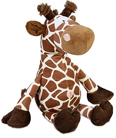Relaxdays Türstopper Giraffe, Stoff, für Boden, Sand, schwer, innen, weich, Türpuffer Tier, HBT: 26 x 25 x 23 cm, braun, 1 Stück