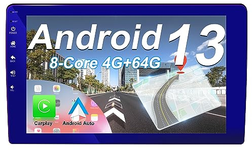 DDKUS 10.1 Pulgadas Android 13 Car Stereo, 8 Core 4GB RAM 64GB ROM Multi Colorful Radio Support Wireless CarPlay & Android Auto,Support Dab+ WiFi RDS OBD2 4G