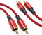 MOSWAG Câble Stéréo RCA, RCA Mâle vers Mâle Stéréo Câble Audio Auxiliaire Subwoofer 2m, Plaqué or 24 Carats en Nylon Tressé pour Home Cinéma Audio HDTV Haut Parleurs de Voiture