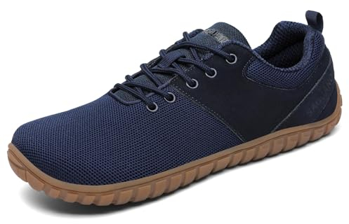 SAGUARO Barfußschuhe Wish Ⅰ- Herren Damen Knit Barfußschuhe - Breite Zehen Barfussschuhe - Outdoor Flexibel Barfuss Schuhe - Leicht Barfuß Zehenschuhe - Minimalistische Mit Zero-Drop Blau, Gr.42