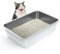 IKITCHEN Weiß Große Katzentoilette Edelstahl(60×40×15cm), Litter Box Katzenklo, Katzen und Kaninchen Metall klo, Niemals Gerüche, Fleckfrei, Rostfrei, Antihaft Glatte Oberfläche,Anti-Rutsch Gummiboden