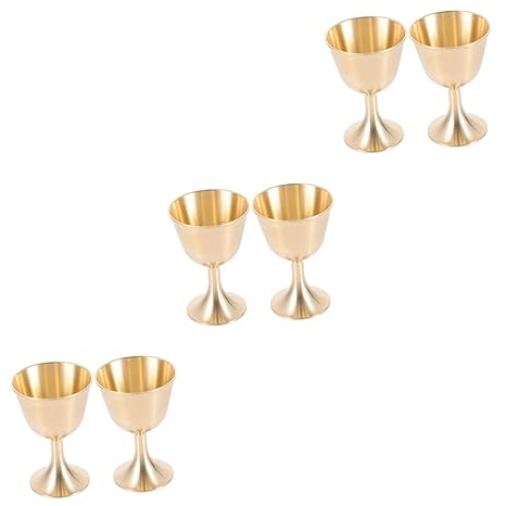 HOMSFOU 6 Stück Messing Weinglas Vintage Trinkgläser Gold Trinkgläser Vintage Wassergläser Mittelalter Weinkelch Messing Weinkelch Messing Kelchbecher Kupfer Weinglas Kupferglas