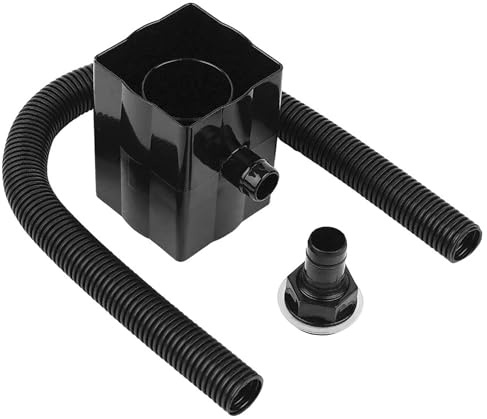 SPARES2GO Regenwasserumlenker, 65 mm, quadratisch, 68 mm, rund, Fallrohr, Regentonne, Set (schwarz)