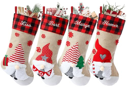 MJARTORIA Weihnachtsstrumpfe Personalisierte Nikolausstrumpf mit Namen Große 46cm Weihnachtssocken Kamin Hängenden Strumpf für Feiertags Familienparty Dekoration