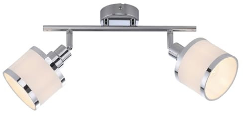 Leuchten Direkt Deckenleuchte - Chromfarben - Weiß - B 47 cm - Metall - Stoff - 2-flammig