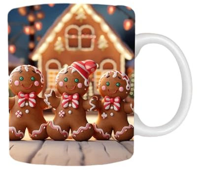 Zankie -Weihnachtstassen – Weihnachtliche Keramiktasse, Lebkuchenmann-Weihnachtstasse, 325 Ml, Kreative Mehrzweck-Kaffeetasse Für Weihnachtliche Tischdekorationen, Partygeschenke