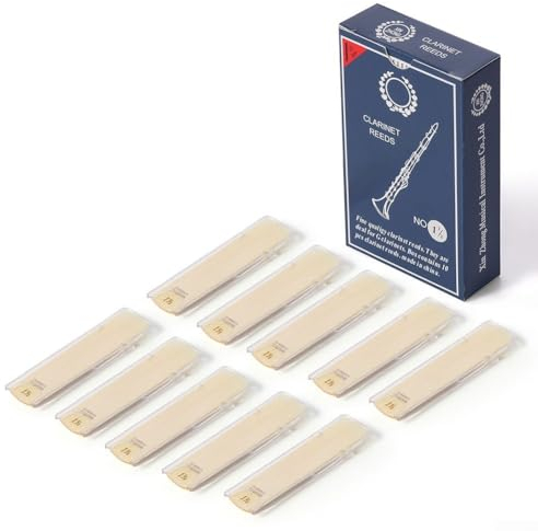 Hasaller Bb-Klarinettenblätter mit Kunststoff-Box, Bb-Klarinette Traditionelle Bambusblätter, Bb 1,0-3,5 Klarinettenblätter für Klarinetten-Mundstück-Teile(1,5)