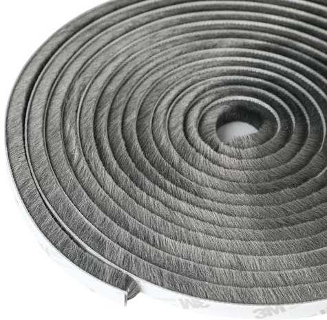 Wenrescry 9mm x 23mm x 10m Selbstklebend Türdichtung, Bürstendichtung für Türen, Fenster, Schiebetür, Rolladen, Gummi-Dichtungsstreifen, Insektenschutz, Zugluftstopper - Graue Dichtungsbürste