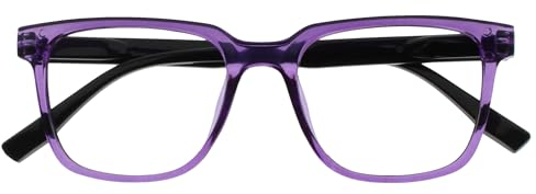 OPULIZE LEO Lesebrille - Großes Rechteckiges Gestell - Lila - Schwarze Bügel - Herren Damen - Federscharniere - R55-5 - +1.50