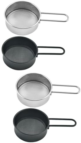 CAFIEDR Stainless Steel Mini Flour Sieve Set - 4 Pieces for Kitchen Baking, Coffee, and Oil Filtering