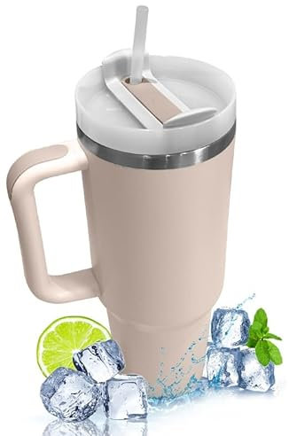 Joey&Viggy 40 Oz Insulated Tumbler with Straw and Lid – Stainless Steel Travel Mug for Hot & Cold Drinks – Leakproof Coffee Cup, Reusable Water Bottle for Car, Office & Outdoors (1180ml)