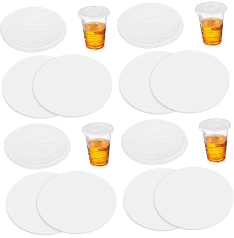 Healeved 200pcs Cup Sealer Paper Sealing Pads Leakproof Lid for Paper Cups Drink Lids Spike