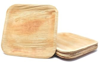 RupaliOnline Palm Leaf Square Plates, 6 inches Pack of 25