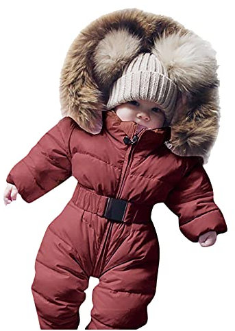 Bambino Piumino Giubbotto Ragazze Ragazzi Tuta da Neve Pagliaccetto Inverno Cappotto Neonato Spessa Cerniera Tuta Neonato Antivento con Cappuccio Pile Capispalla Caldo Pagliaccetti Overalls